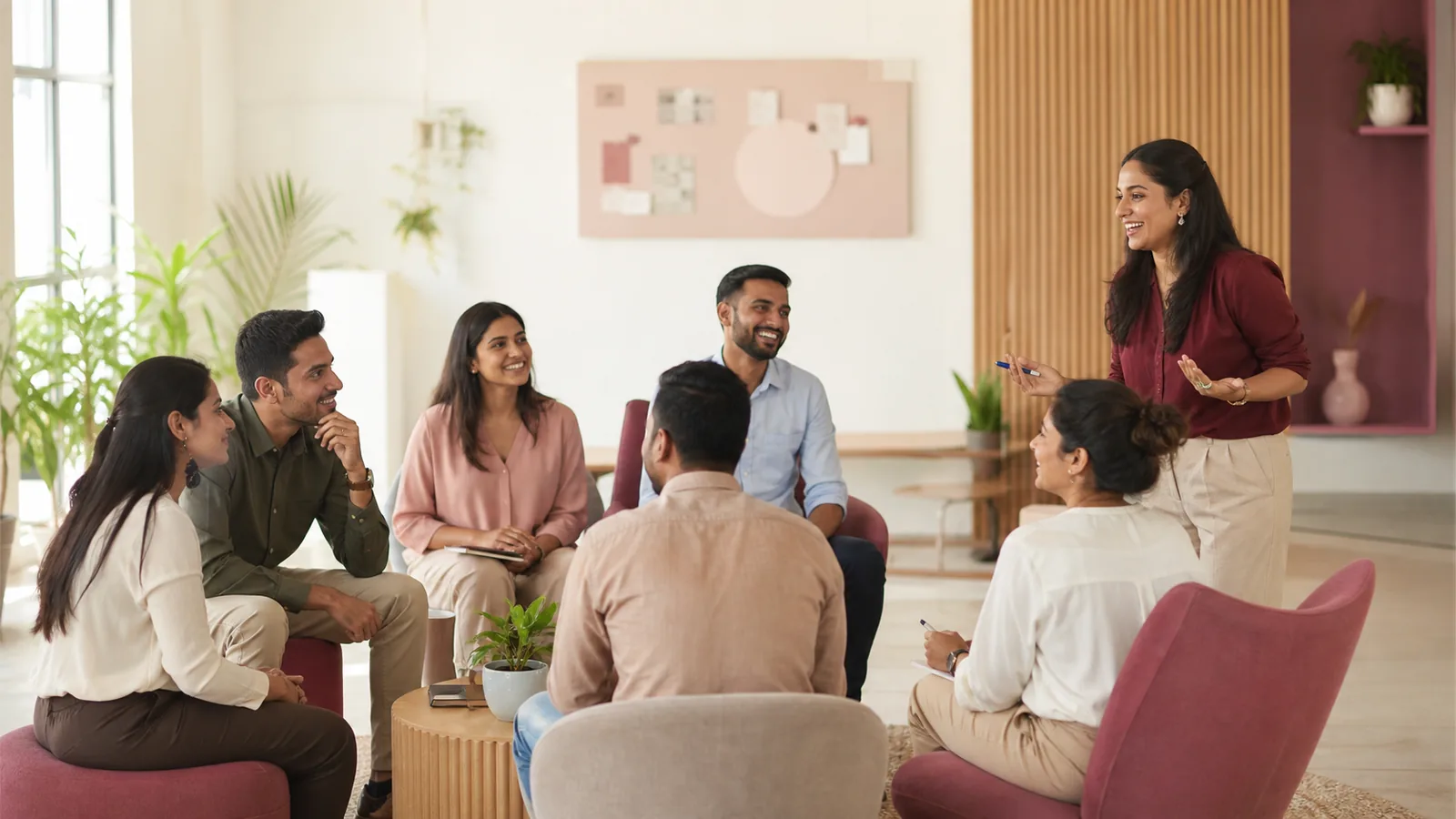 Indian corporate team participating in a collaborative workplace wellbeing session