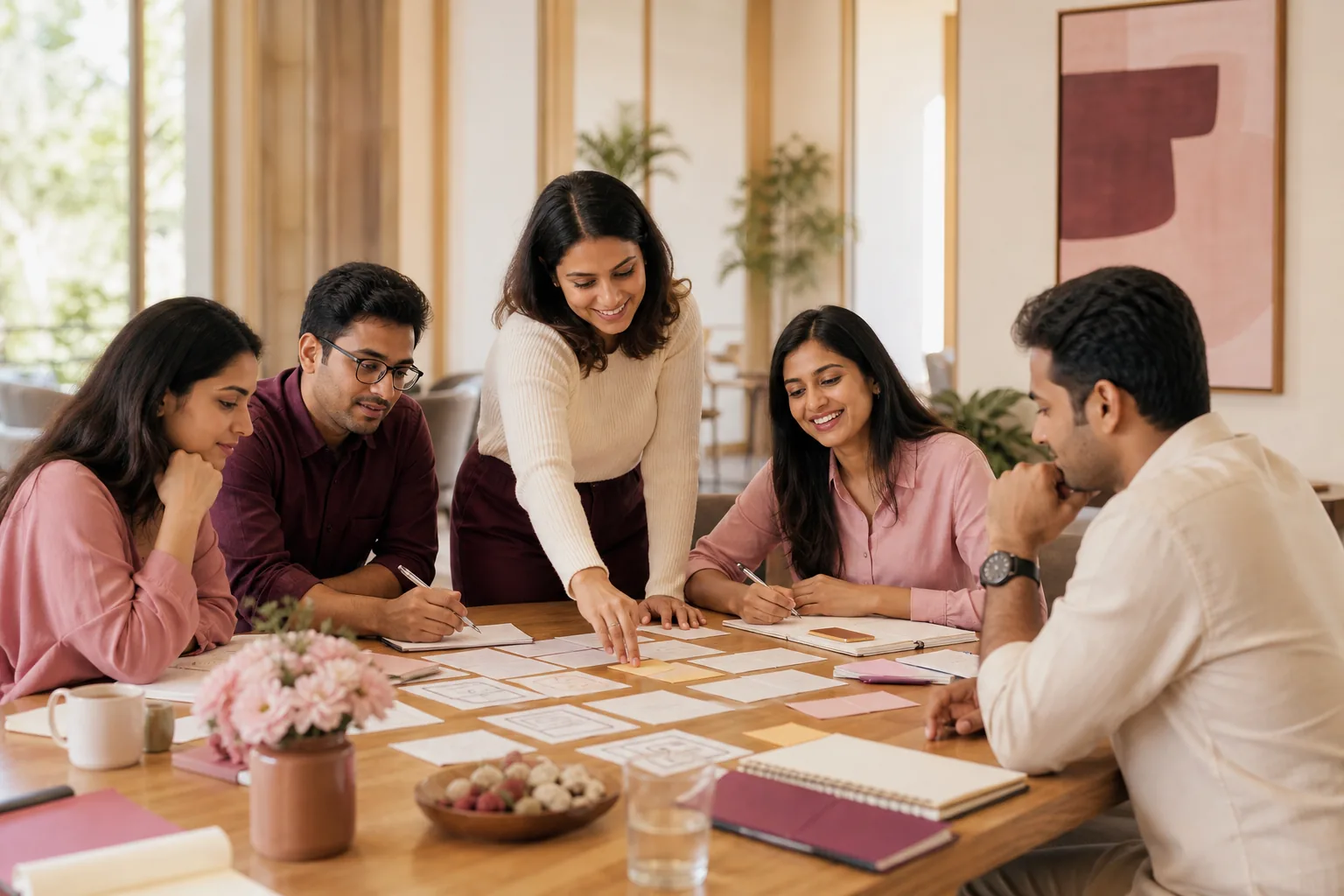 Indian corporate team collaborating during a leadership and team-building activity